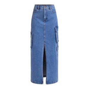 Scoop cargo denim skirt